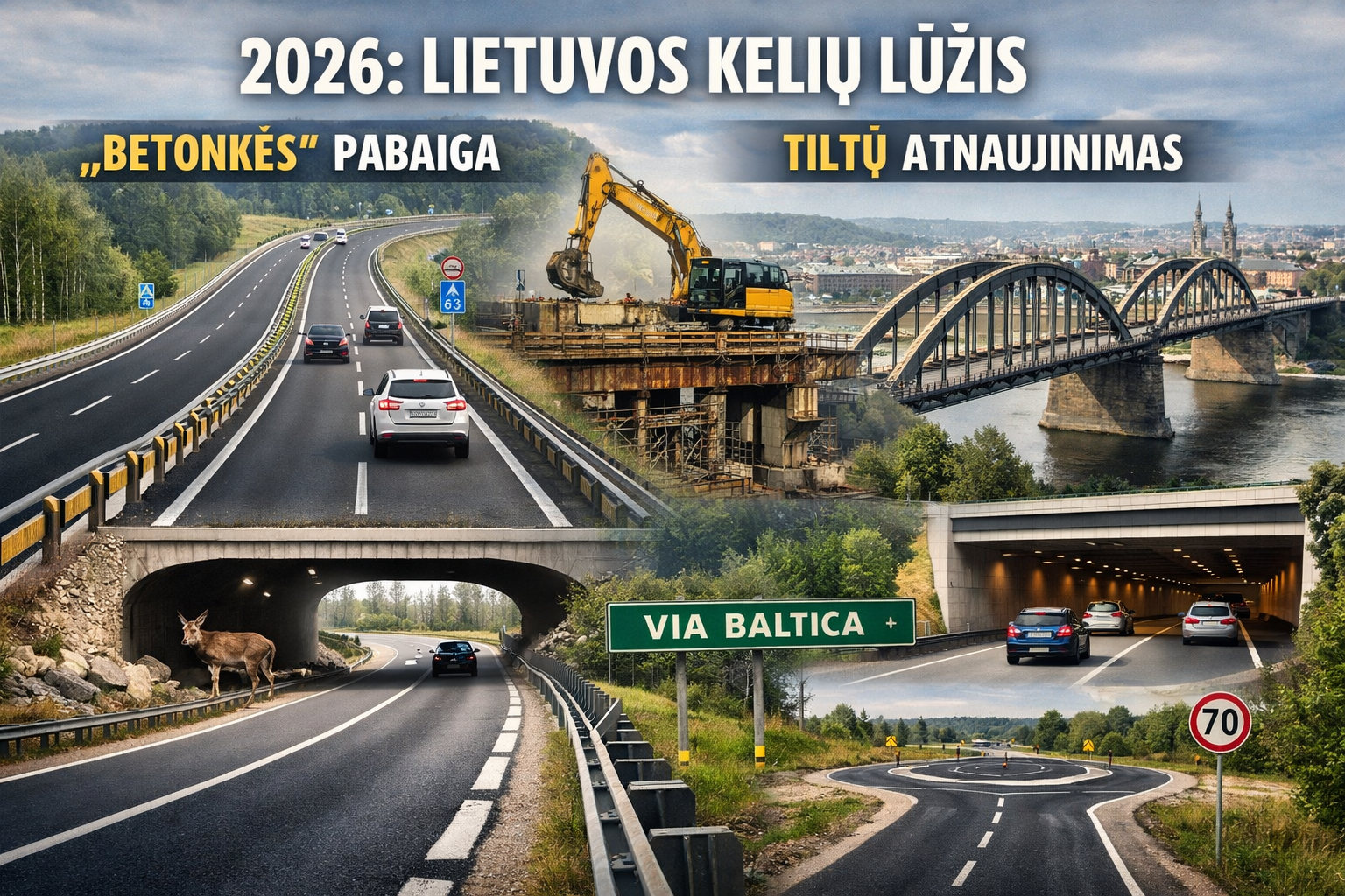 2026-ieji Lietuvos keliams: „betonkės“ pabaiga, tiltų renesansas ir nauja vairavimo realybė